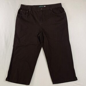 Lauren Jeans Co. Ralph Lauren‎ Women's Cropped Capri Cotton Pants Brown Plus 14W